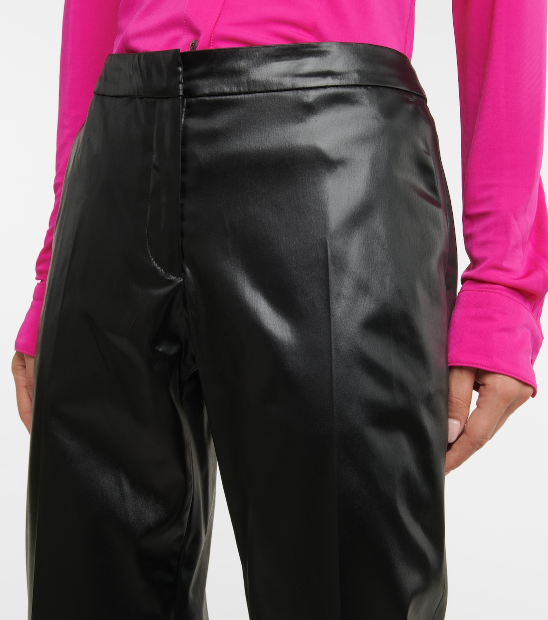 High-Rise Cropped-Hose aus Lederimitat | Dries Van Noten