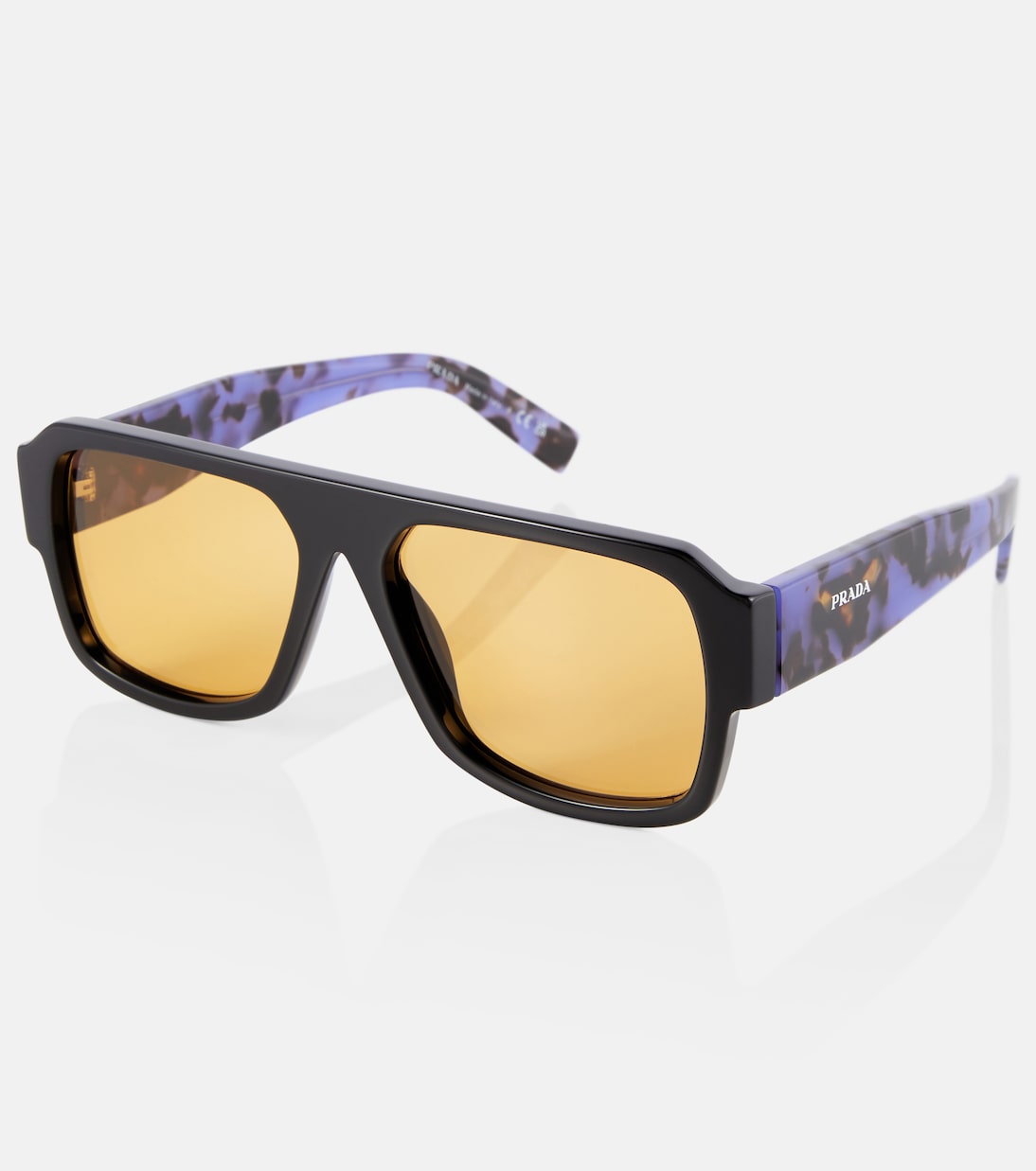 Occhiali da sole PRADA stile aviatore con montatura piatta per giovani alla moda
