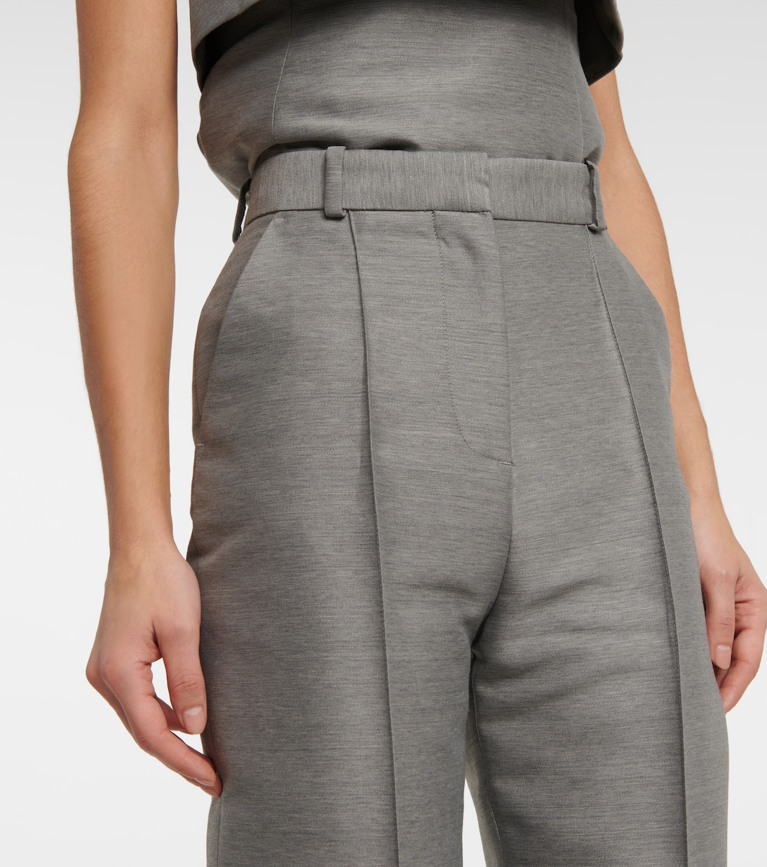 Mid-rise straight cotton and wool-blend pants | Toteme