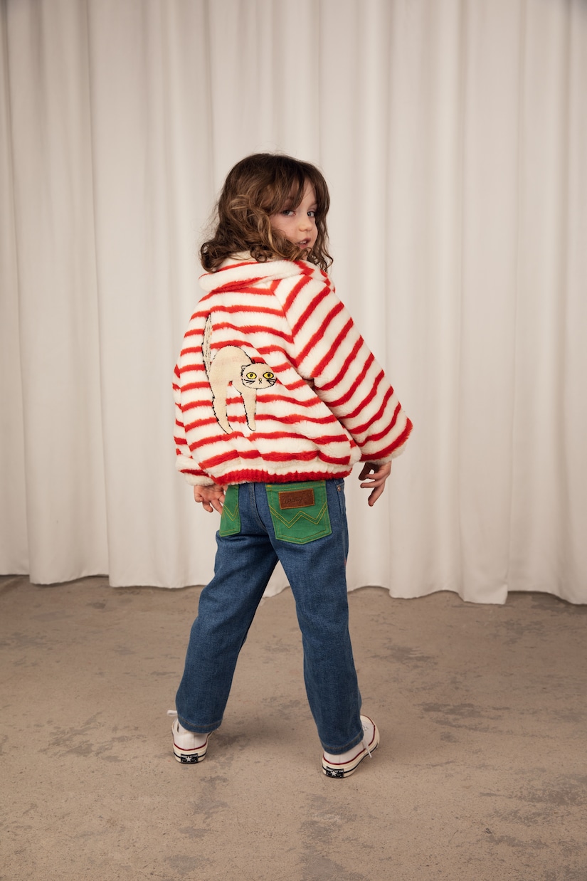 Striped faux fur jacket | Mini Rodini