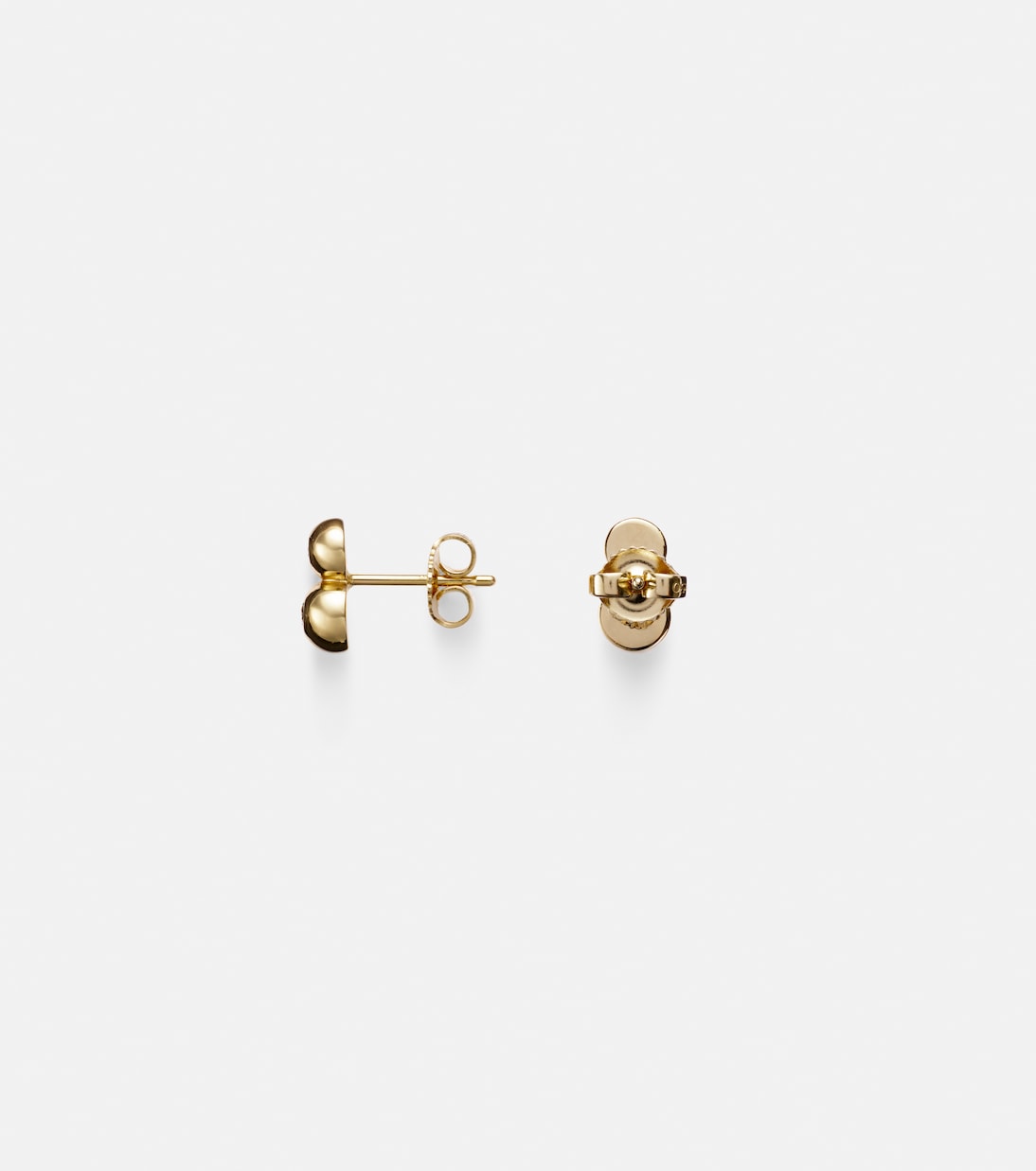 Orecchini in oro 18kt con doppio motivo Audrey e diamanti, design moderno per giovani trendsetter