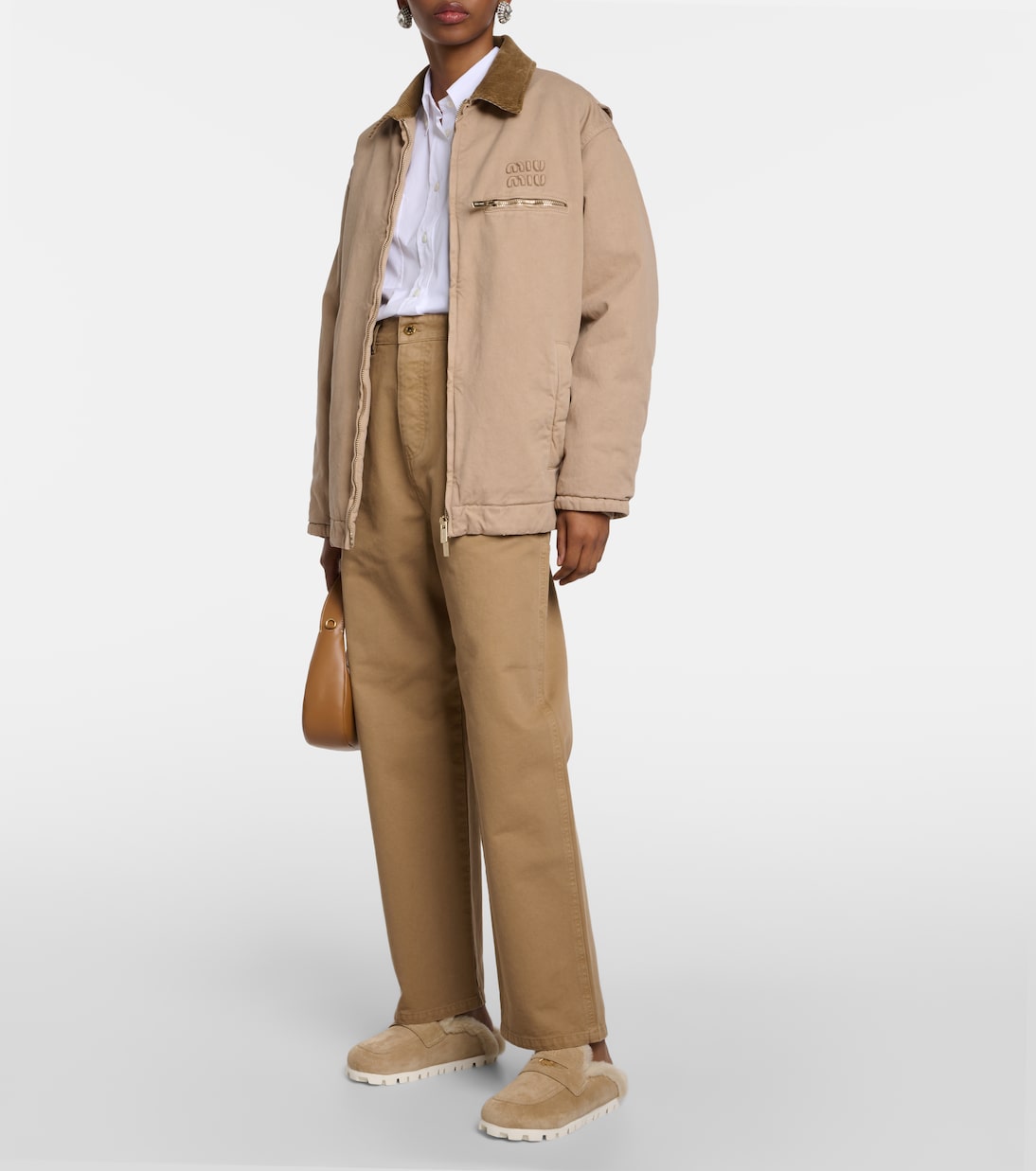 Slippers in suede e shearling | Miu Miu