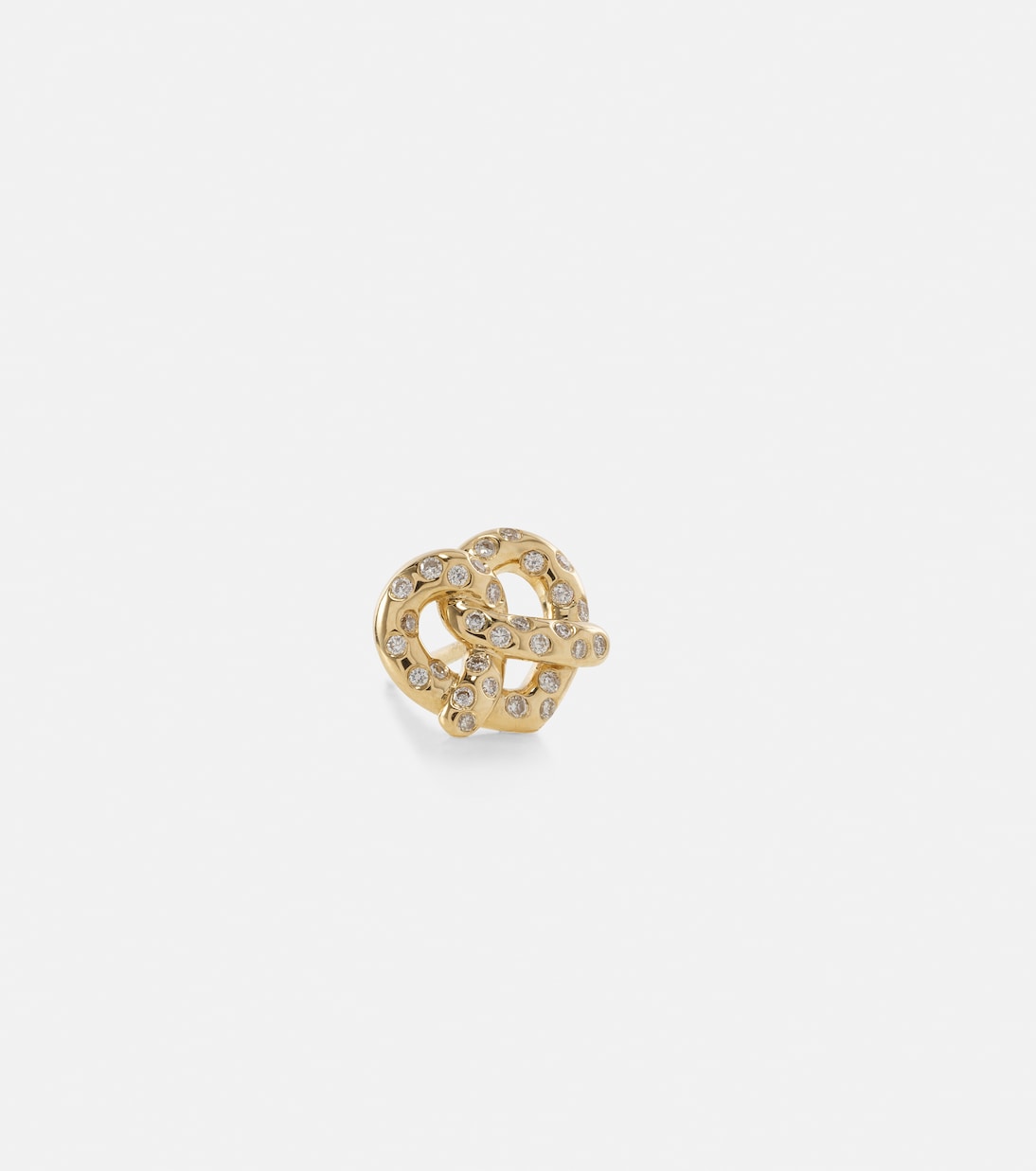 Orecchino singolo Sydney Evan in oro 14kt con design a pretzel e dettagli in diamanti