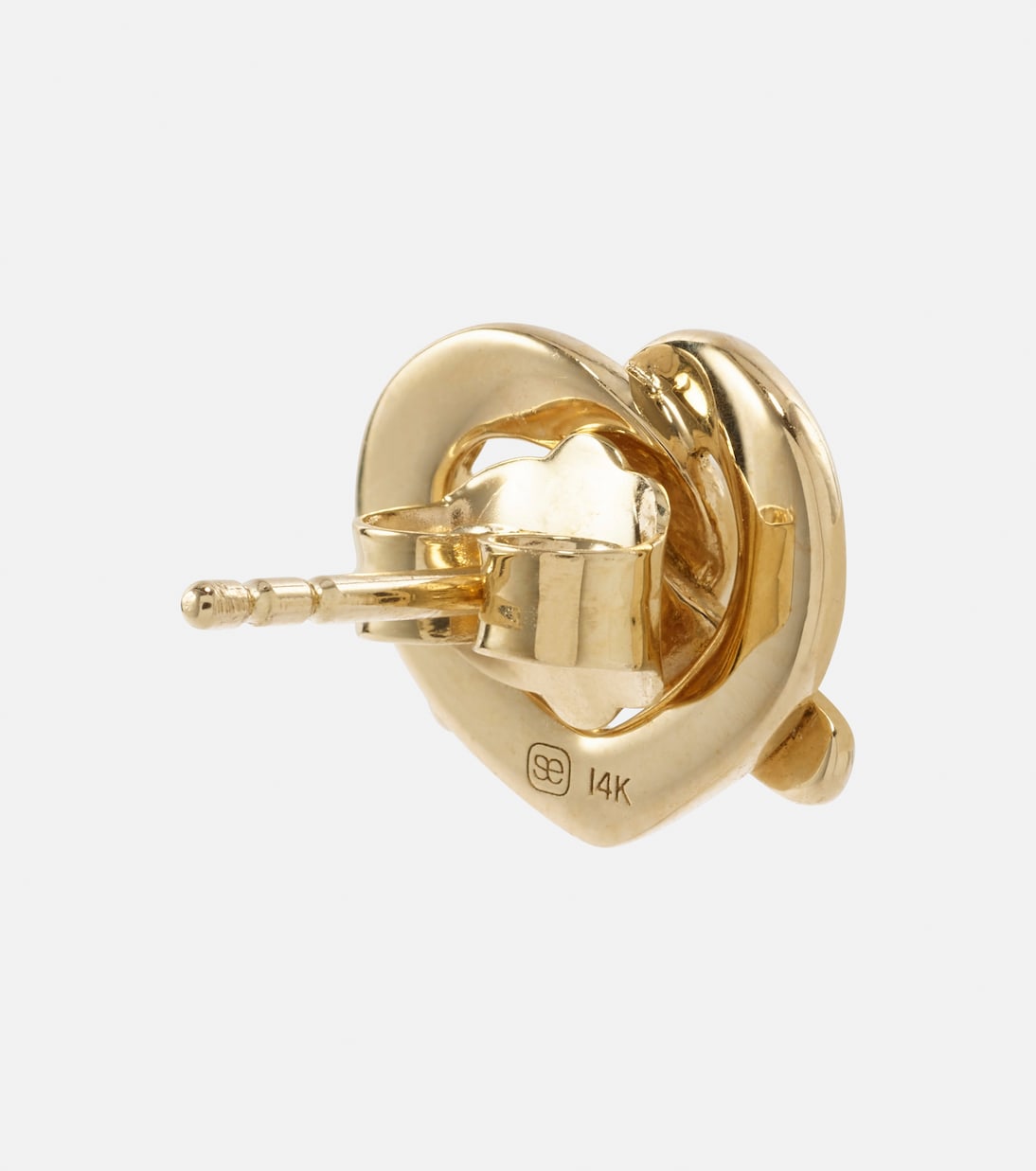 Orecchino singolo Sydney Evan in oro 14kt con design a pretzel e dettagli in diamanti