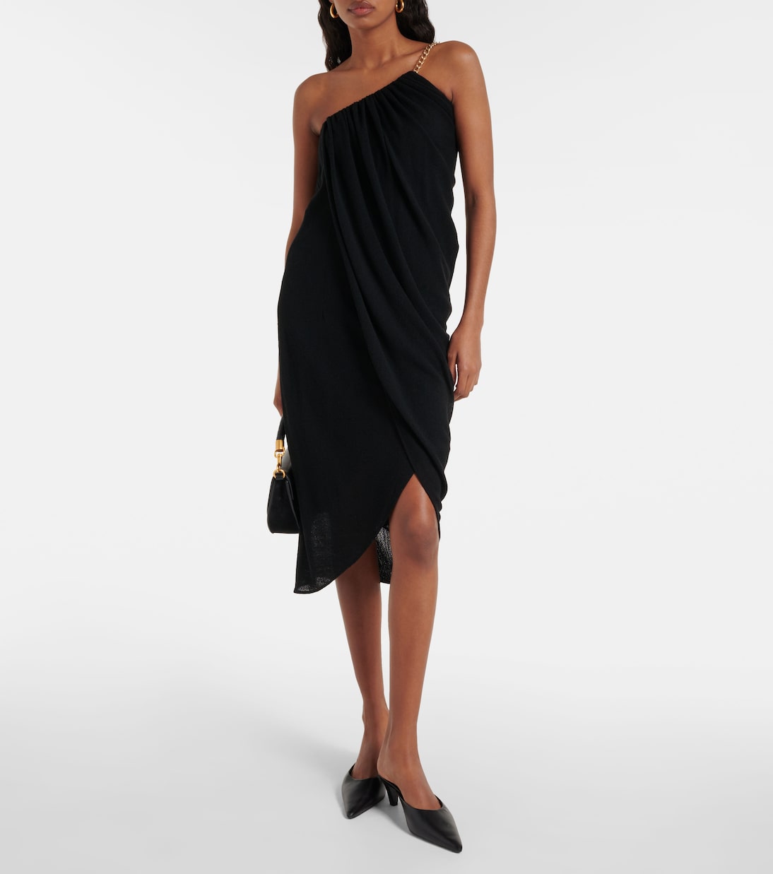 Vestido midi de lana virgen con cadena | Chloé