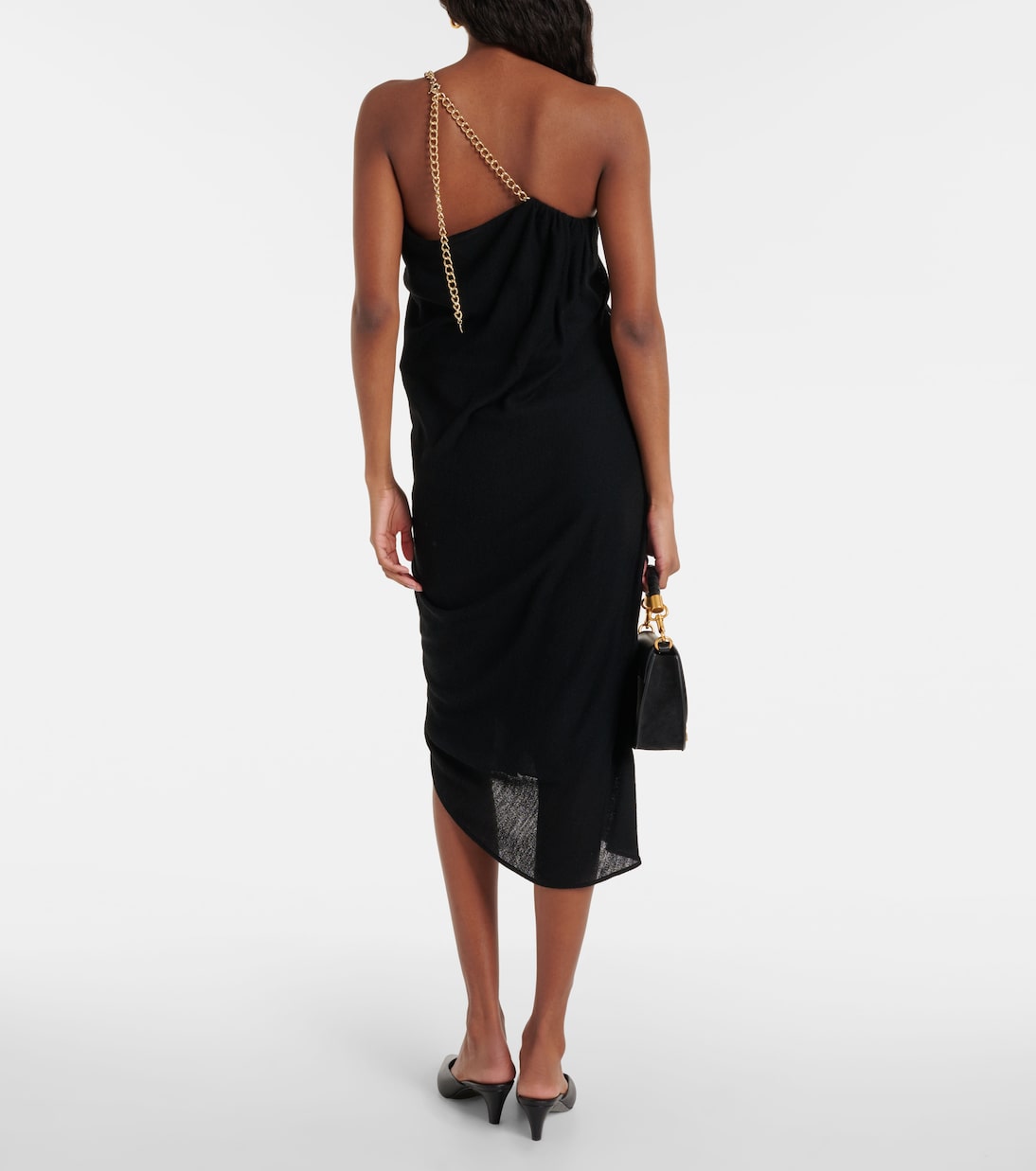 Vestido midi de lana virgen con cadena | Chloé