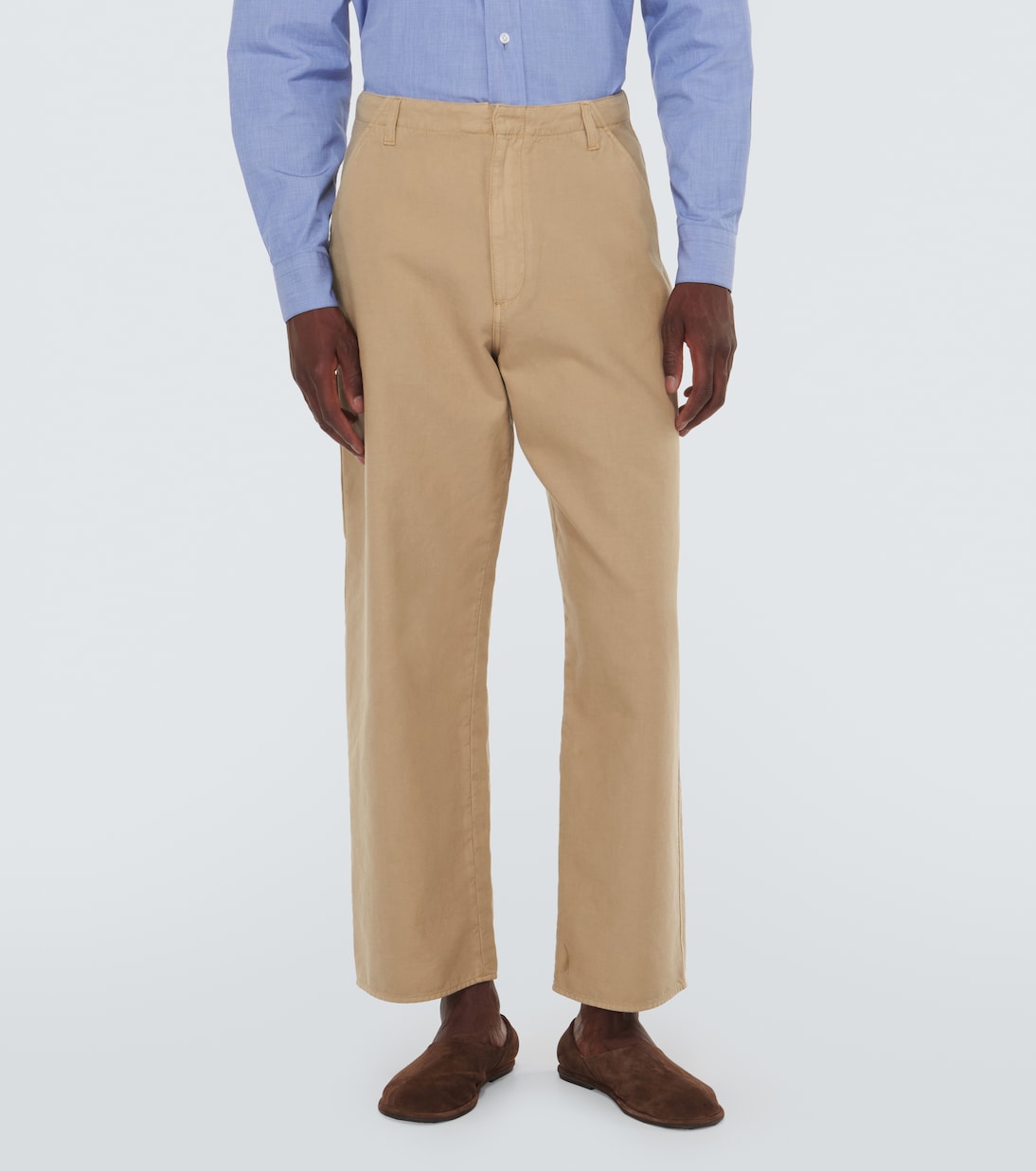 Pantalones rectos Marlon de lona de algodón | The Row