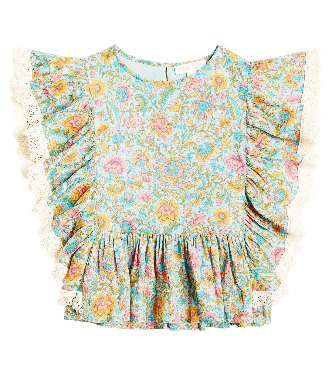 Ines floral lace-trimmed cotton top | Louise Misha