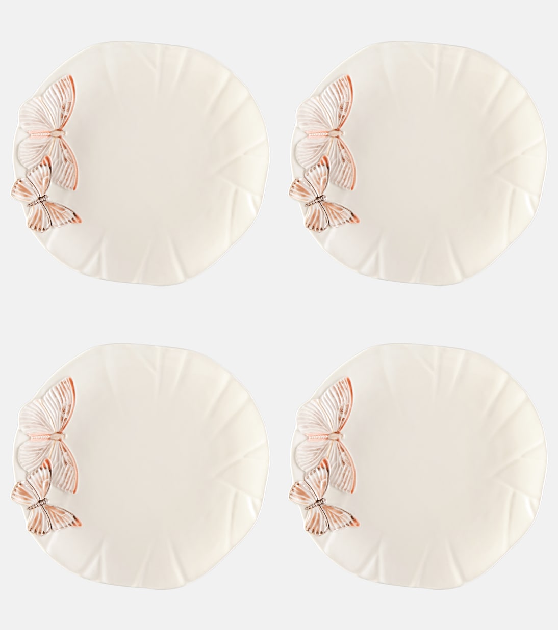 Cloudy Butterflies set of 4 dinner plates by Claudia Schiffer | Bordallo Pinheiro