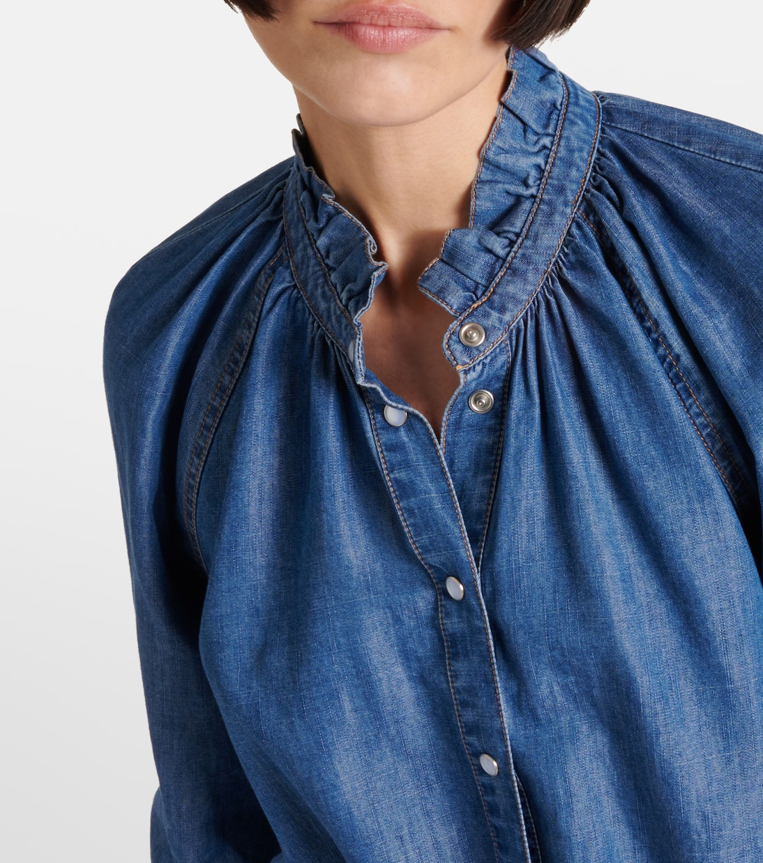 Calisto ruched denim shirt | Veronica Beard