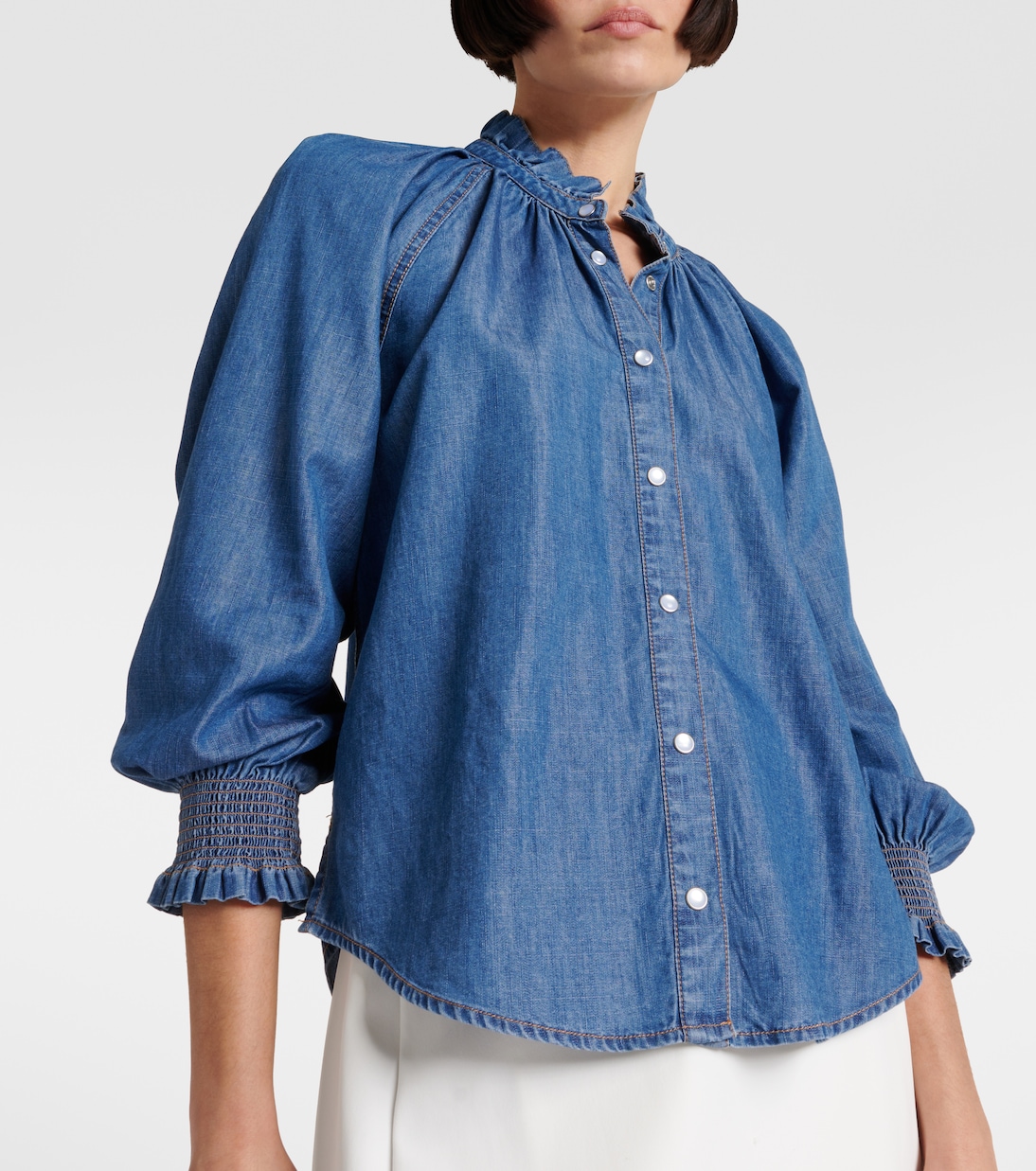 Calisto ruched denim shirt | Veronica Beard