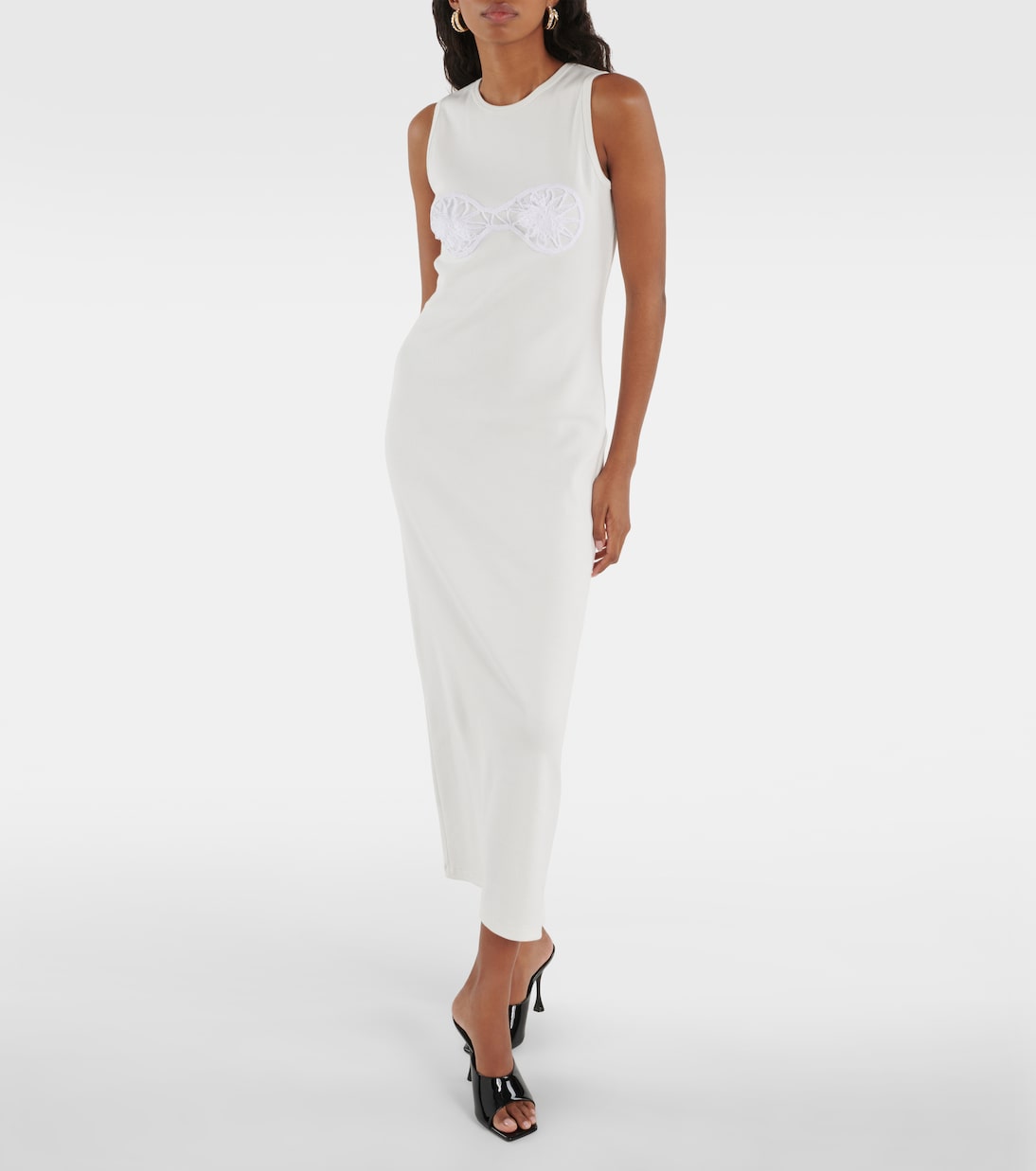 Abito midi in cotone con crochet | Magda Butrym