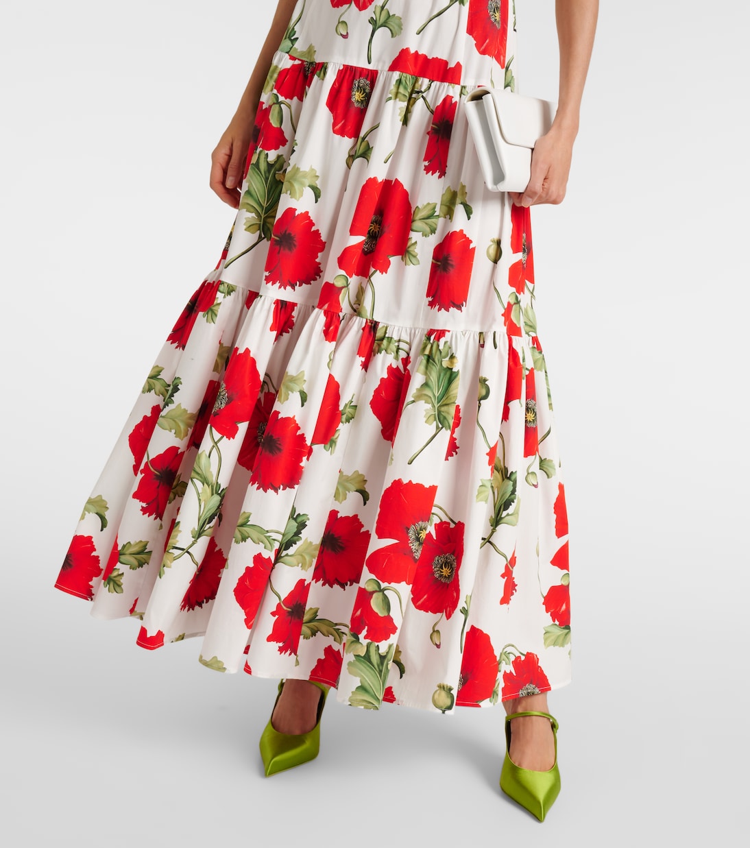 Floral tiered cotton-blend poplin maxi dress | Oscar de la Renta