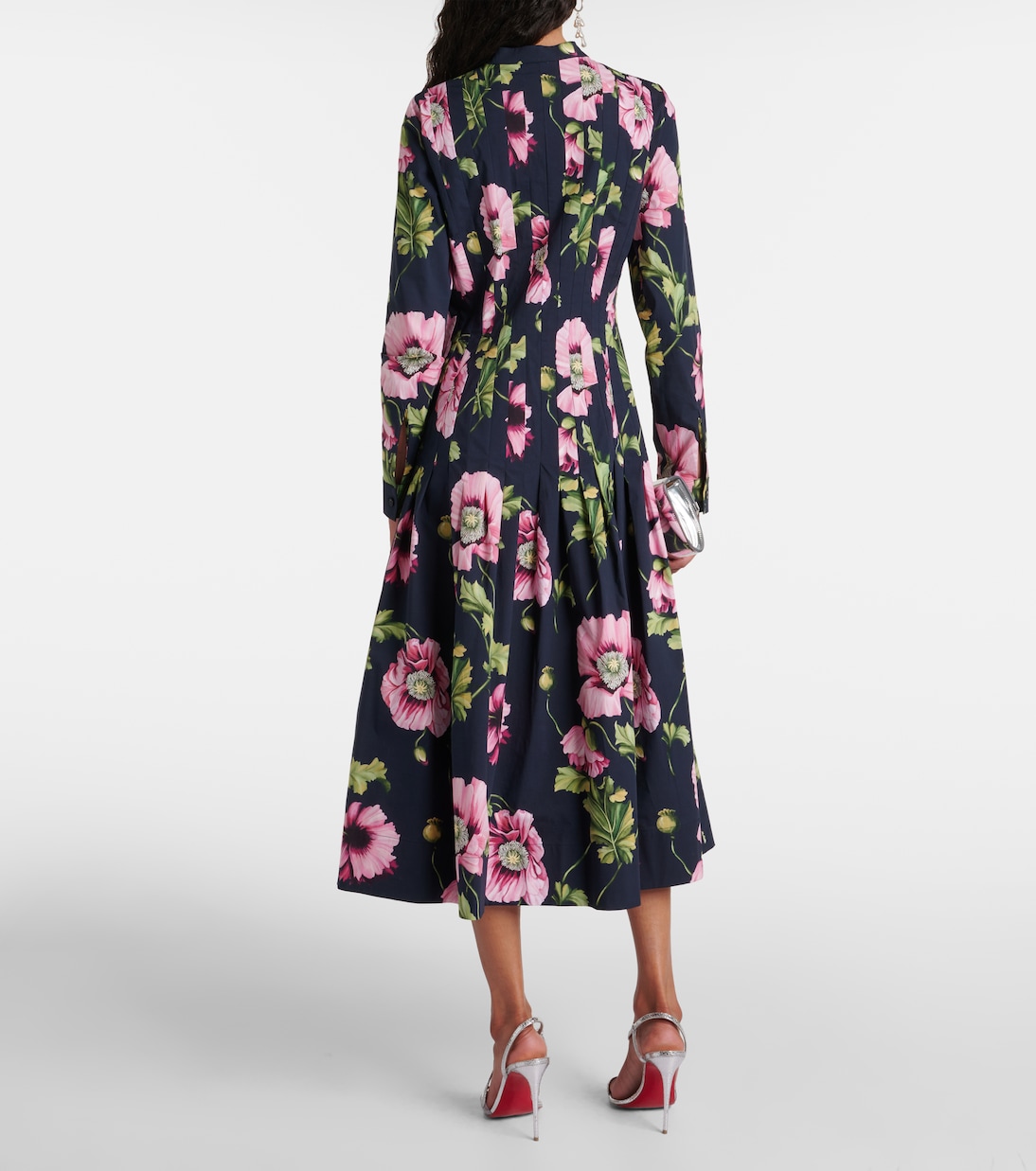 Abito midi in misto cotone con stampa | Oscar de la Renta