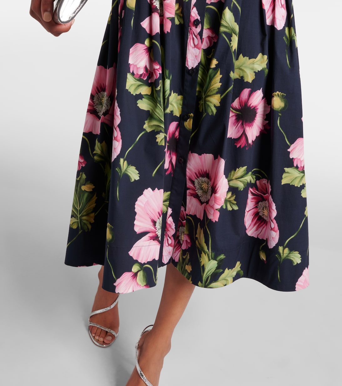 Abito midi in misto cotone con stampa | Oscar de la Renta