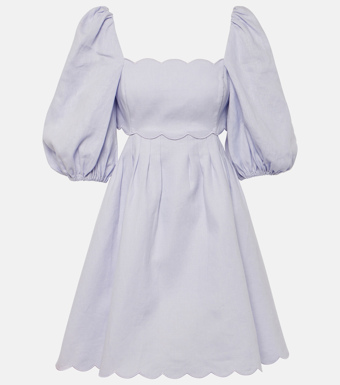 Vestido corto Halliday de lino festoneado | Zimmermann