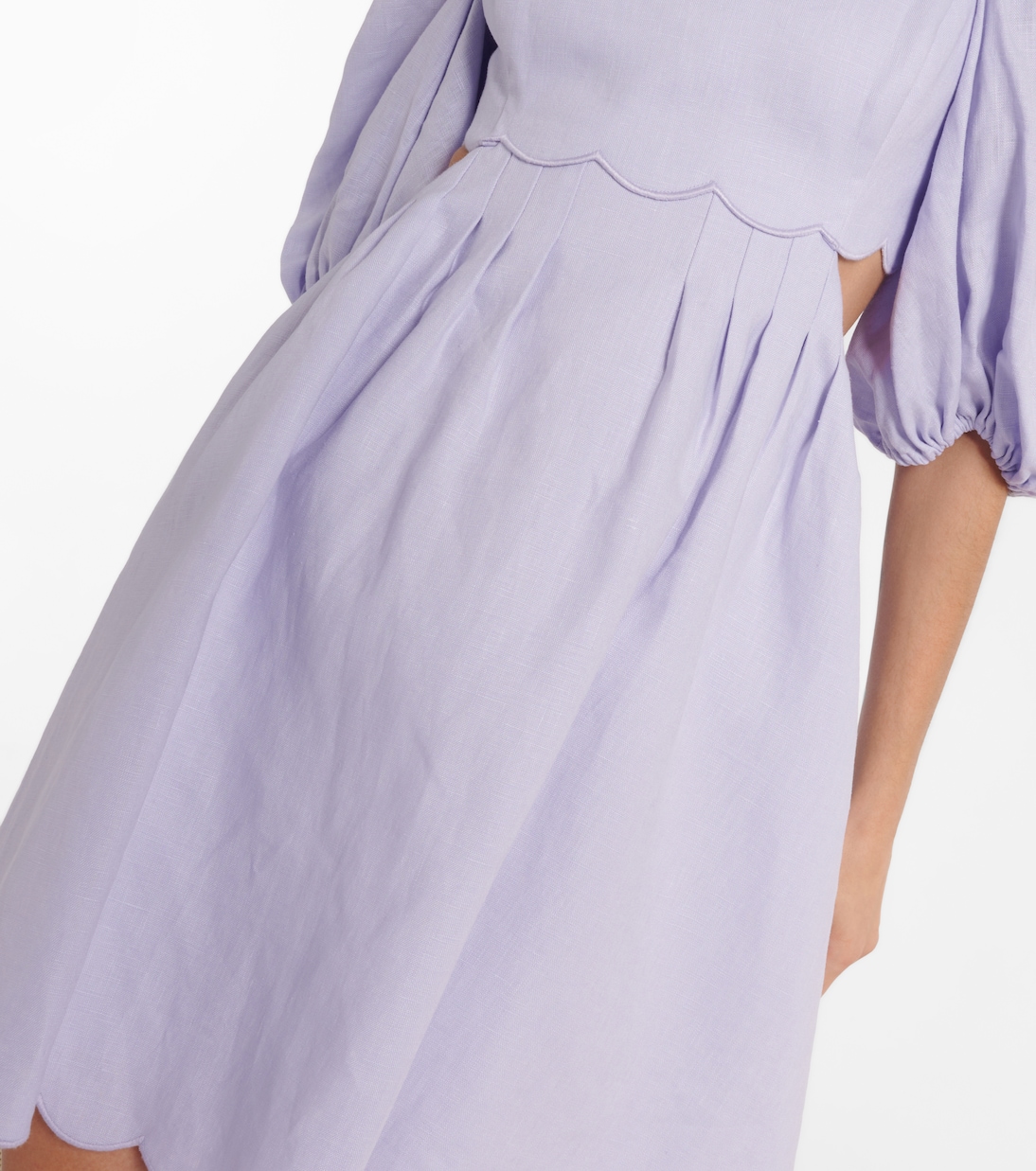 Vestido corto Halliday de lino festoneado | Zimmermann