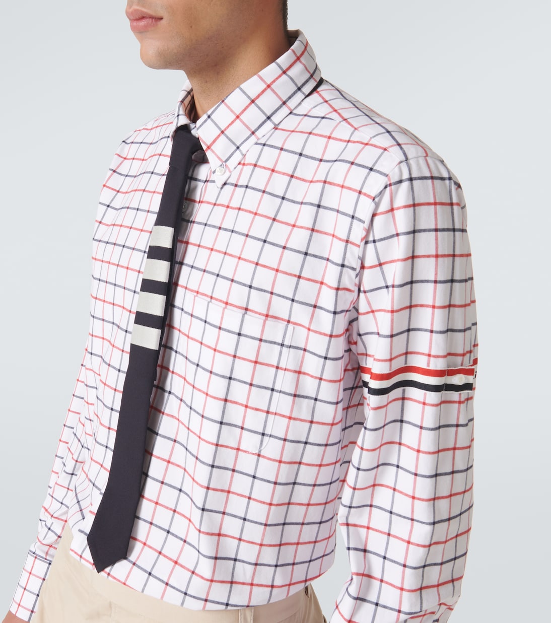 Chemise RWB Stripe en coton à carreaux | Thom Browne