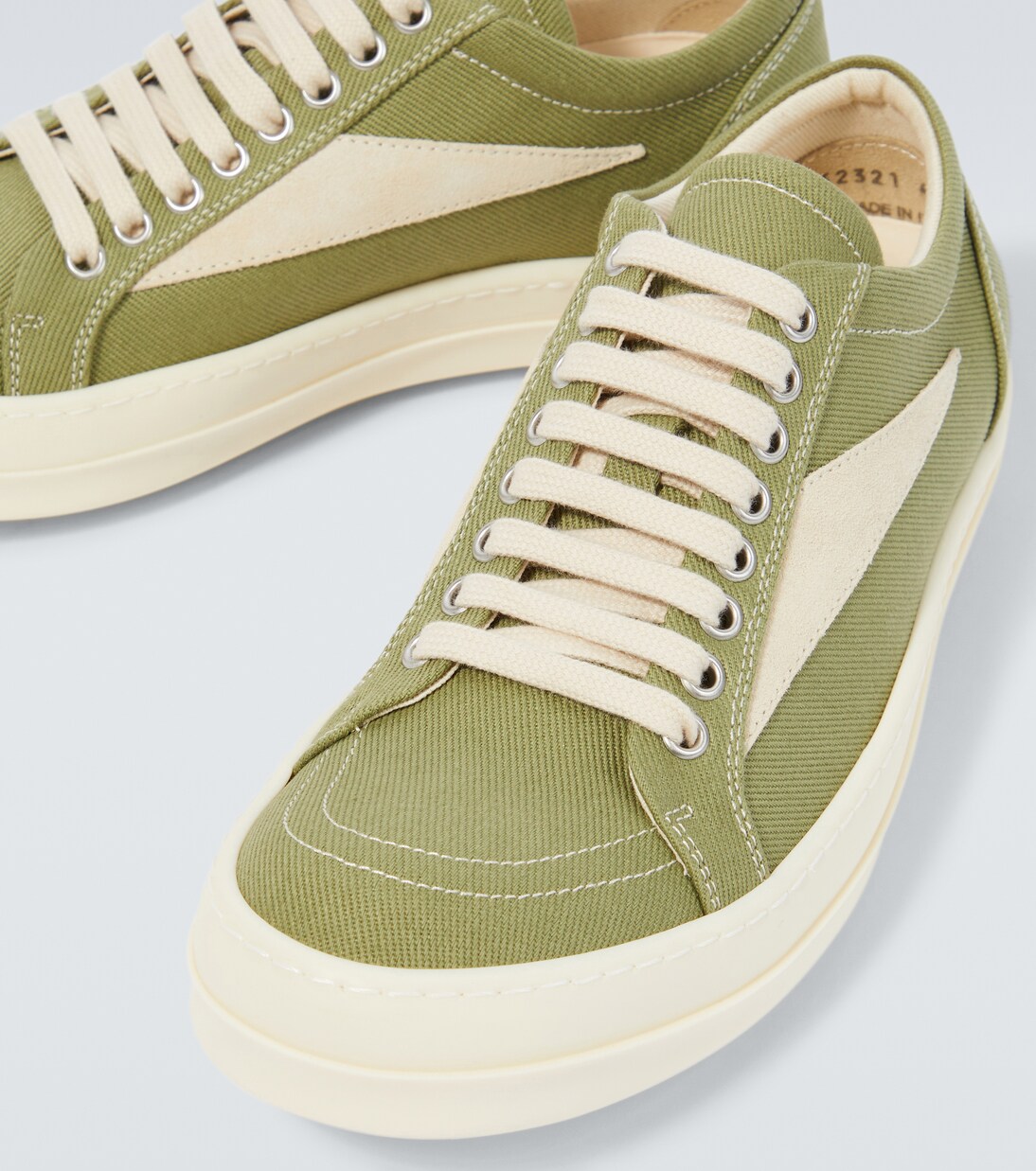Vintage suede trimmed denim sneakers in green DRKSHDW By Rick Owens Mytheresa