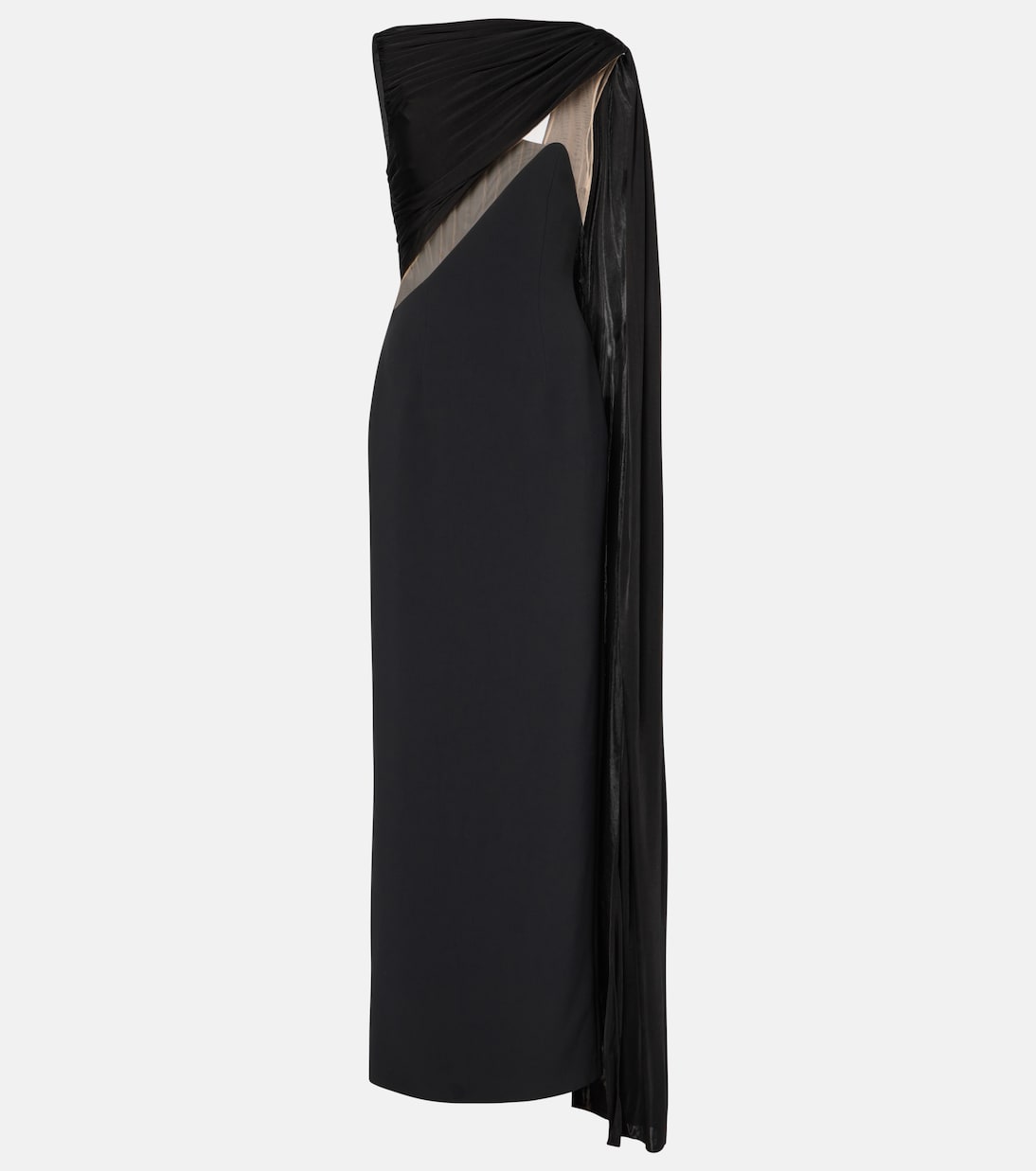 Abito lungo in jersey con mesh | David Koma