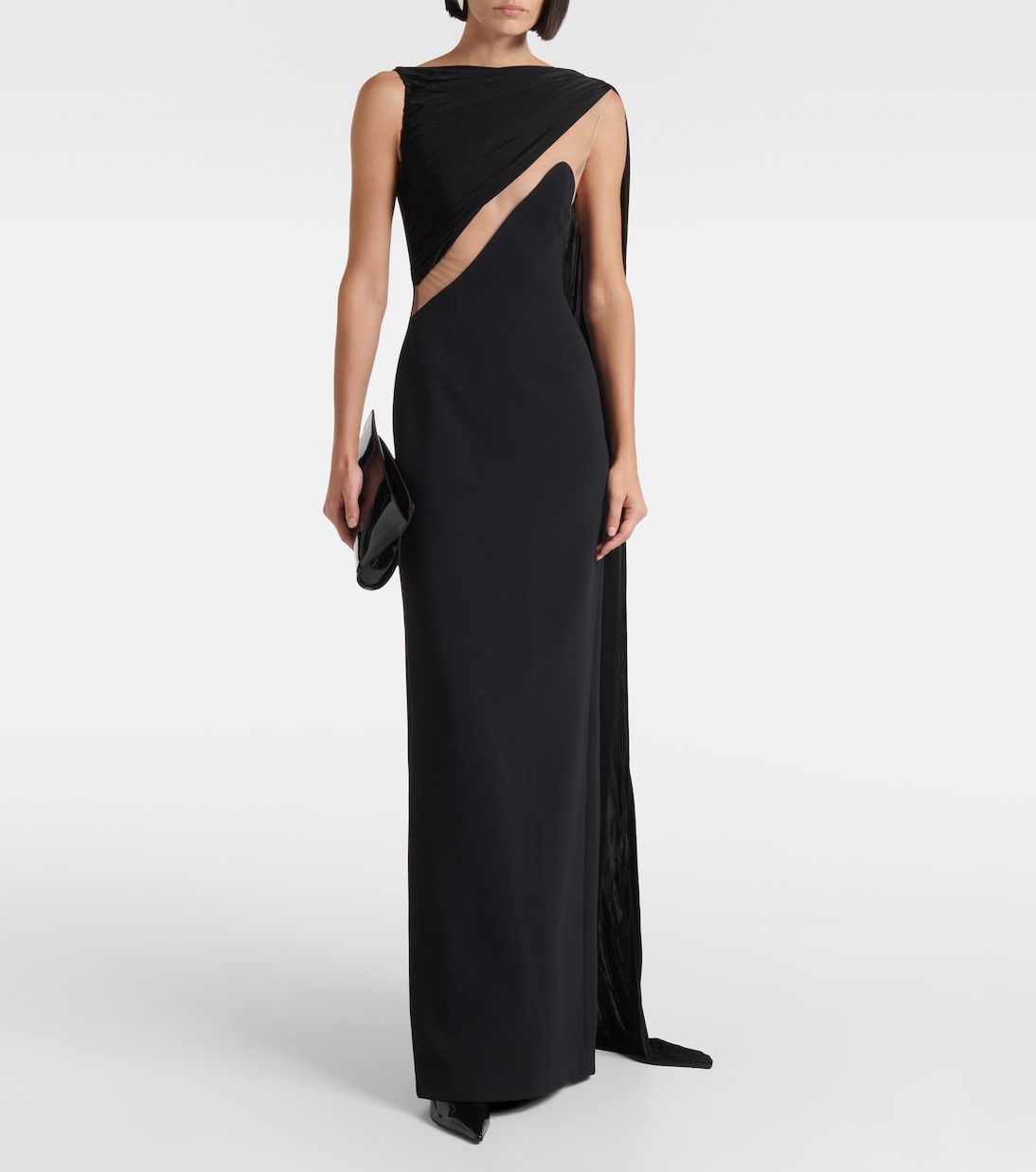 Abito lungo in jersey con mesh | David Koma