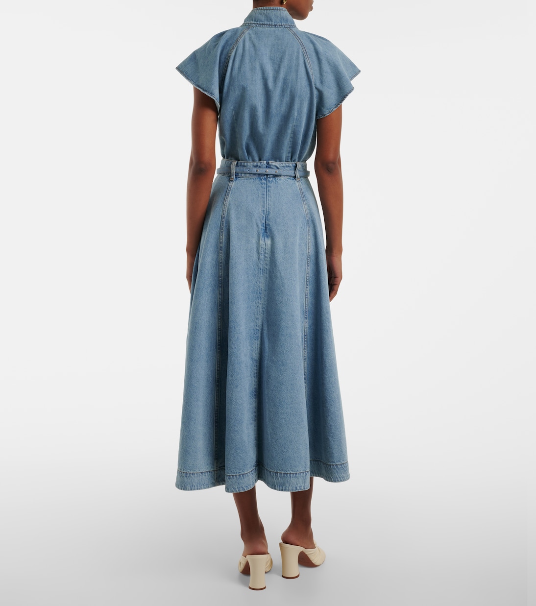 Falda midi Crush Denim Full flared | Zimmermann