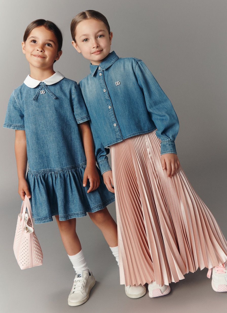 Kleid DG aus Baumwoll-Chambray | Dolce&Gabbana Kids