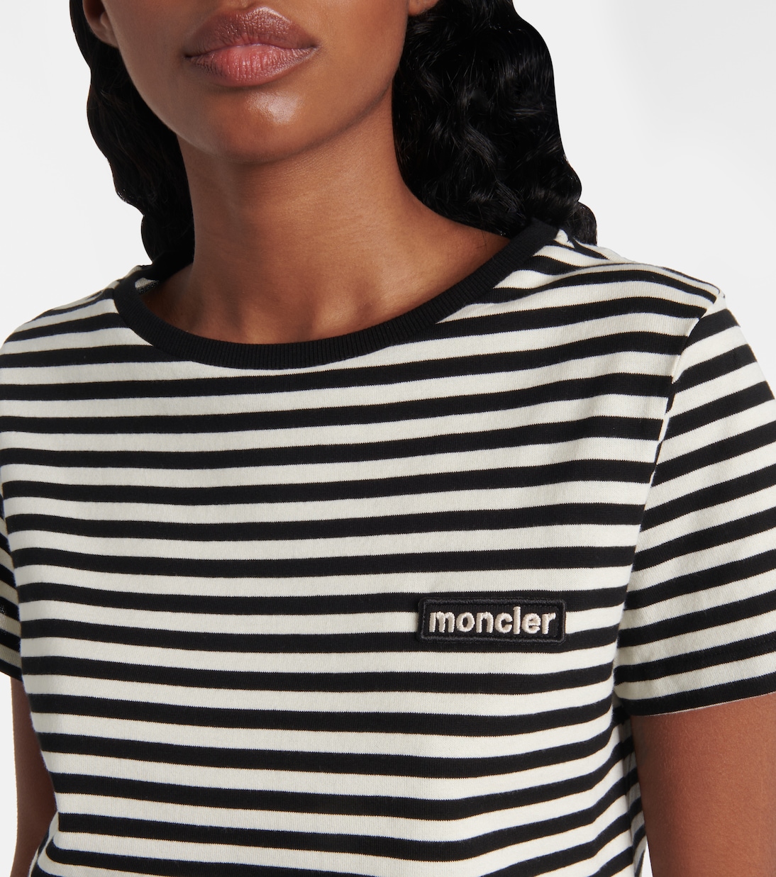 Camiseta de algodón a rayas con logo | Moncler