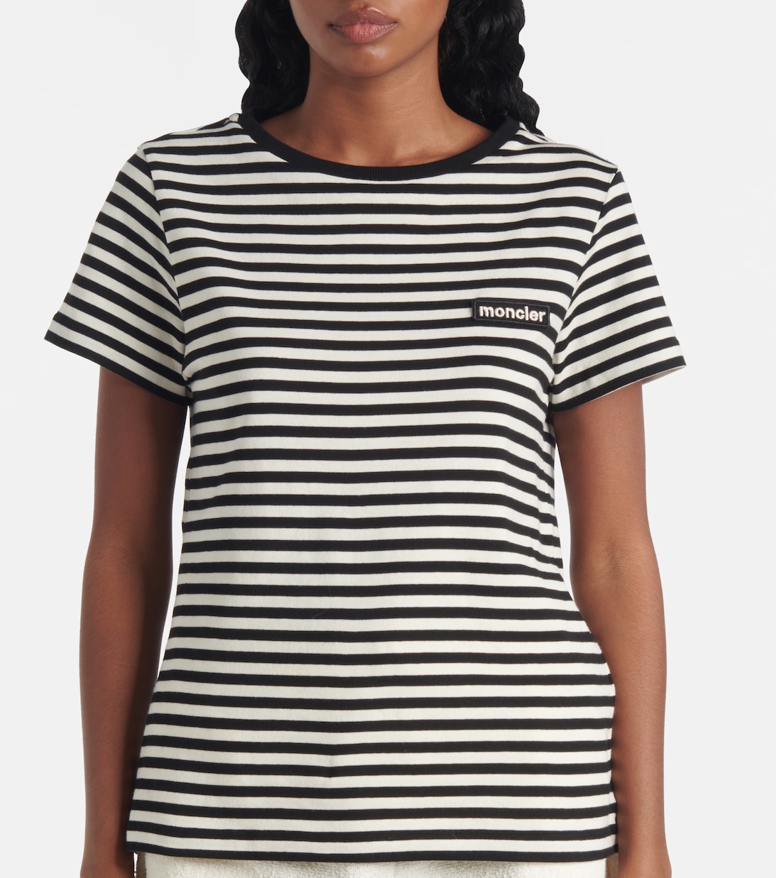 Camiseta de algodón a rayas con logo | Moncler