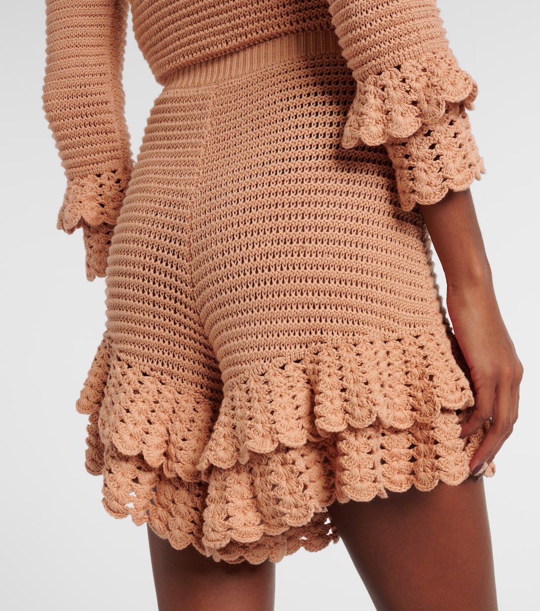 Ruffled crochet cotton shorts | Chloé