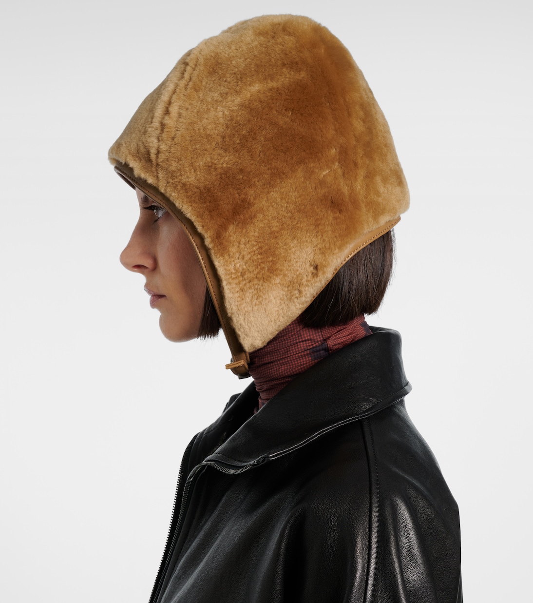 Belmer leather-trimmed shearling hat | Acne Studios