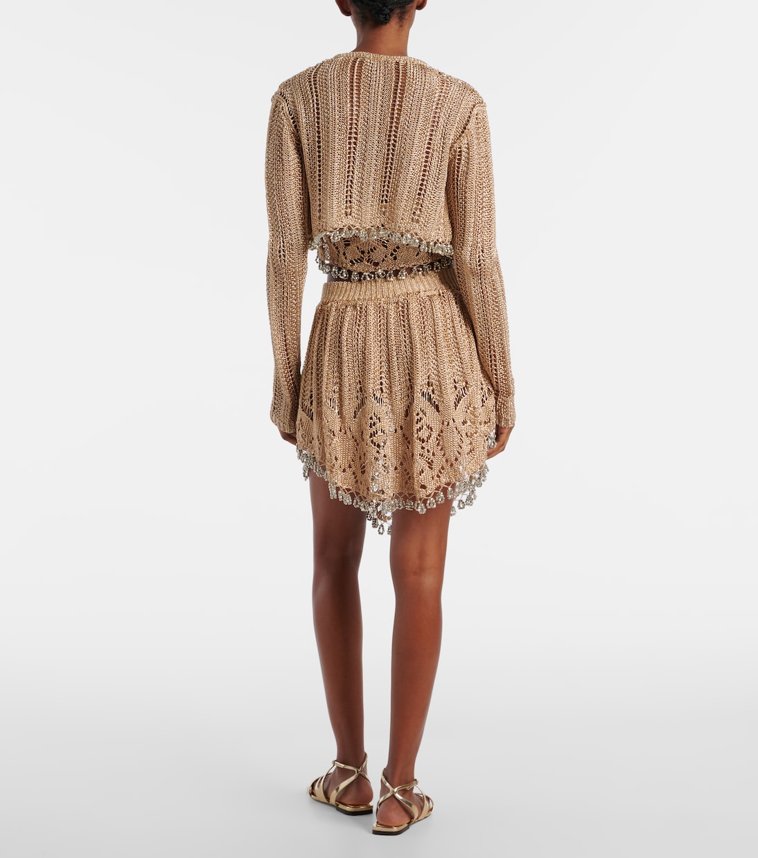 Cardigan cropped in crochet con decorazioni | Rabanne