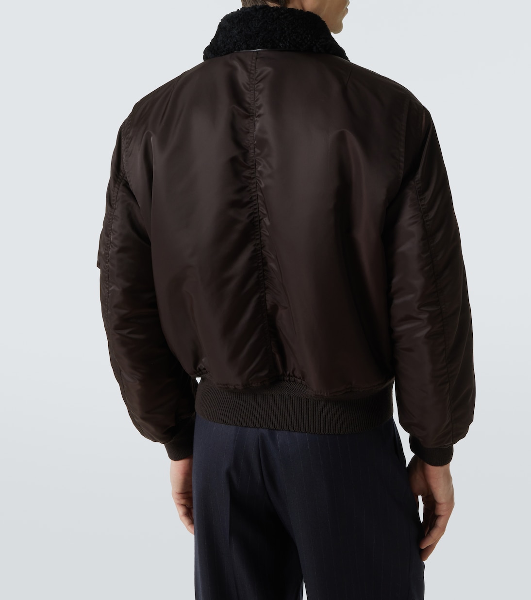 Shearling-trimmed satin bomber jacket | Tom Ford