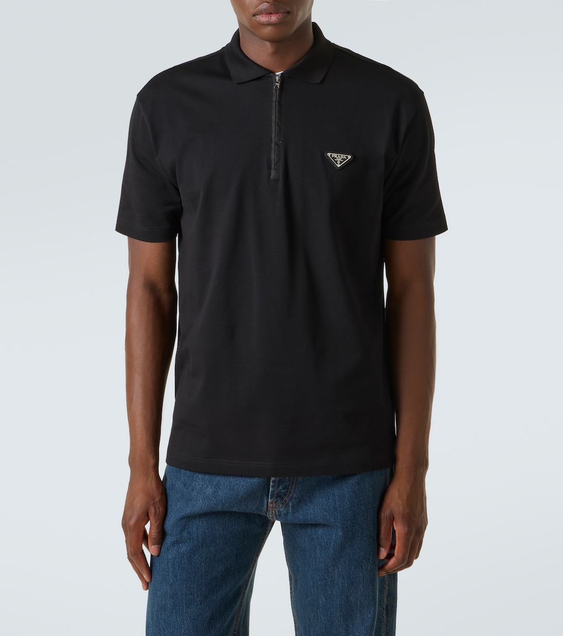 Polo in piqué di cotone con finiture in Re-Nylon | Prada