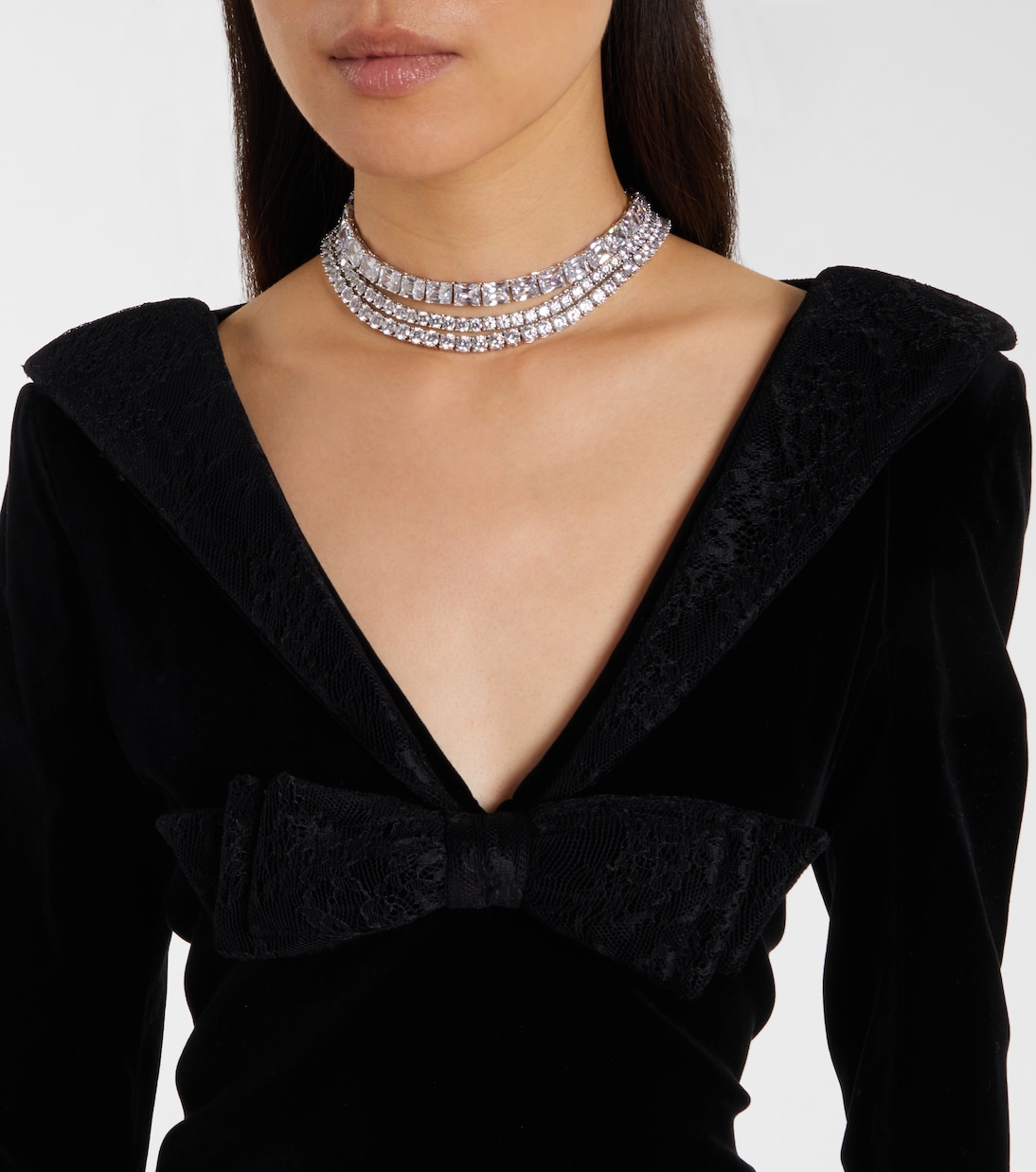 Lace-trimmed cotton velvet minidress | Nina Ricci