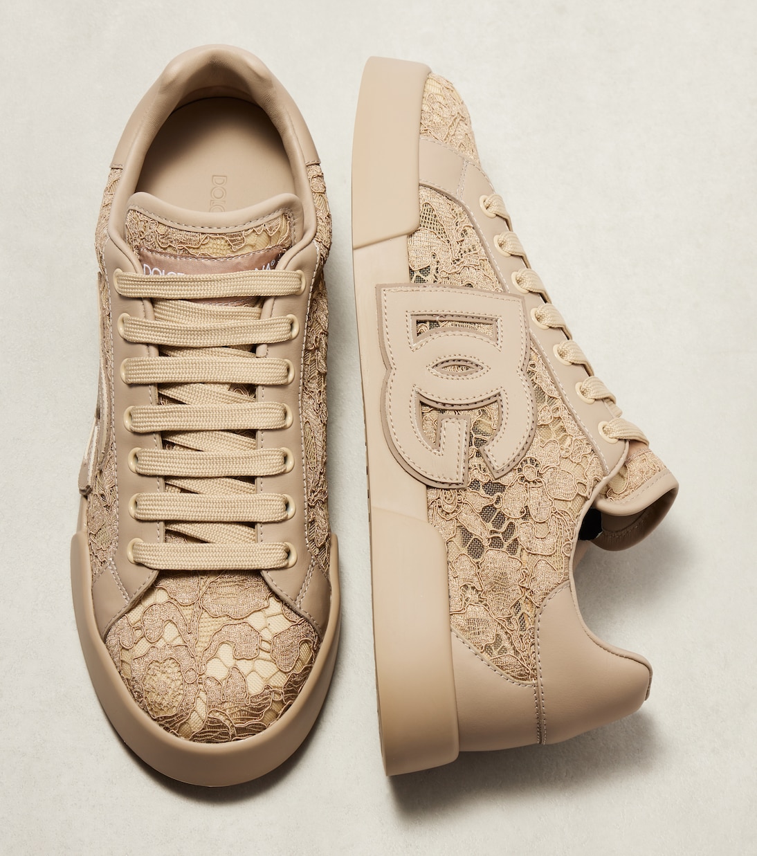 Zapatillas Portofino de piel con encaje | Dolce&Gabbana
