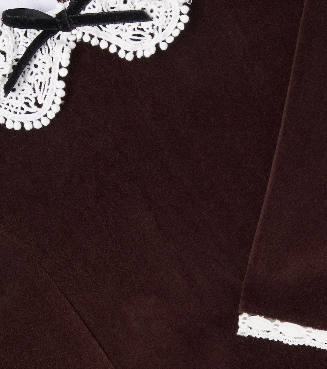 Bow-detail velvet and broderie anglaise dress | La Coqueta