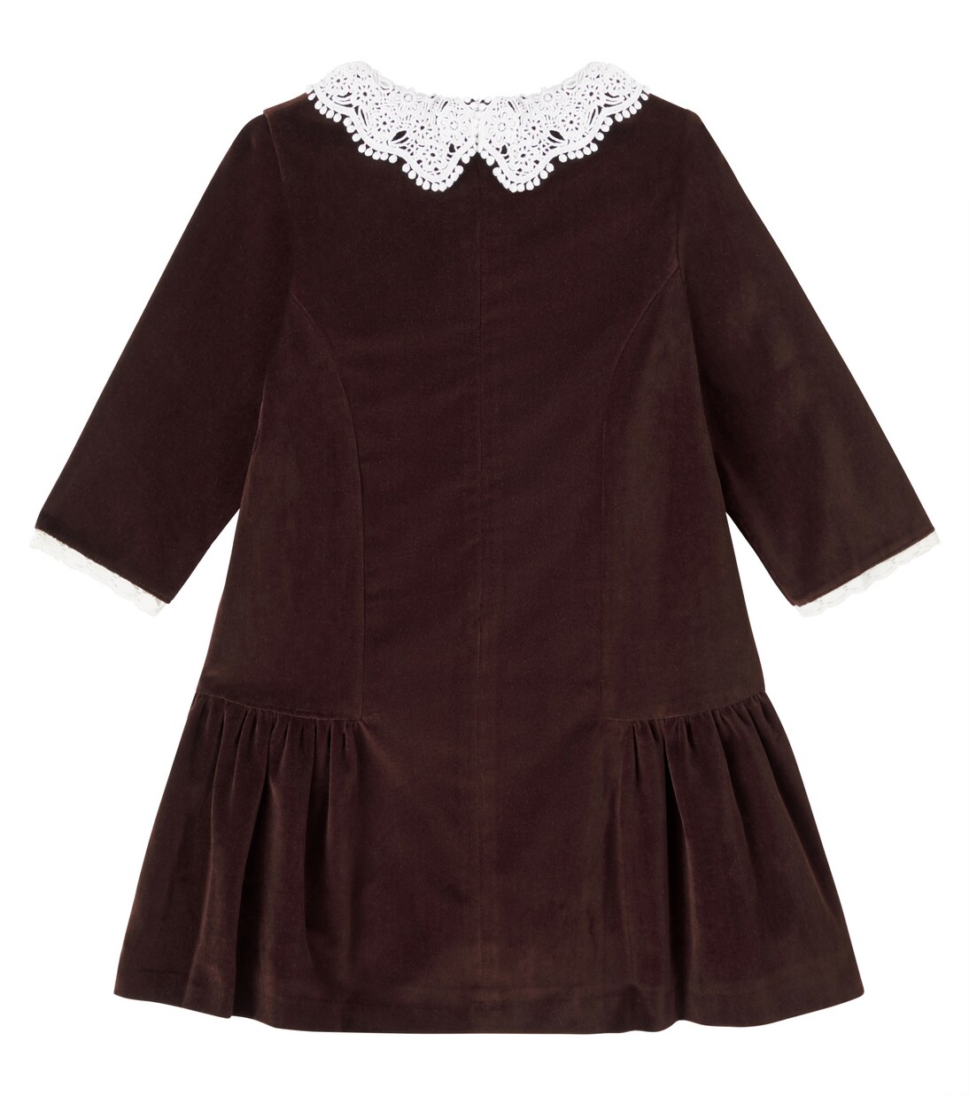 Bow-detail velvet and broderie anglaise dress | La Coqueta