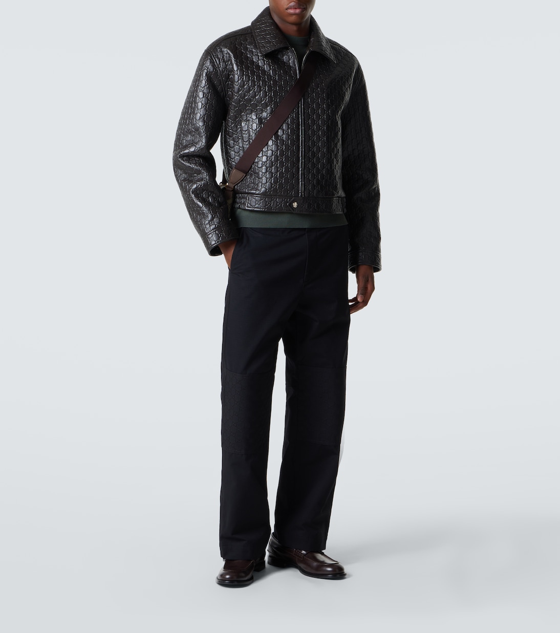 GG debossed leather blouson jacket | Gucci