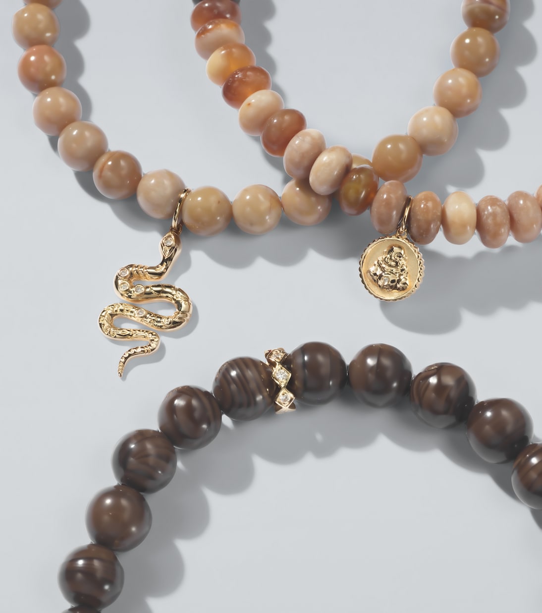 14kt gold set of 3 bracelets with diamonds and gemstones | Sydney Evan