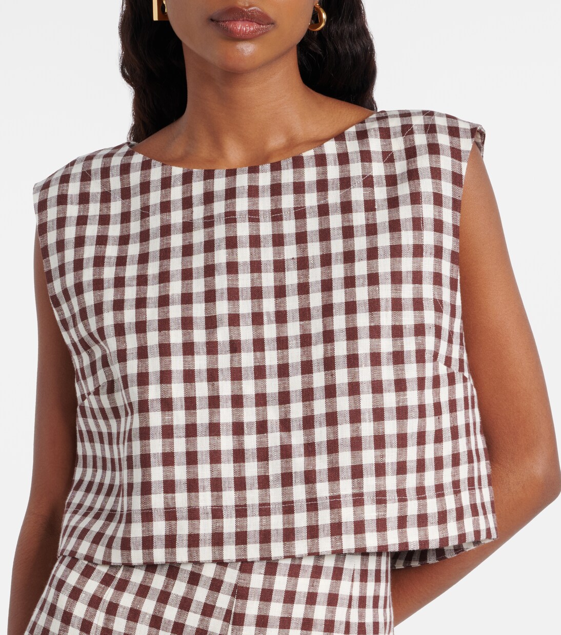 Martina gingham linen crop top | Posse