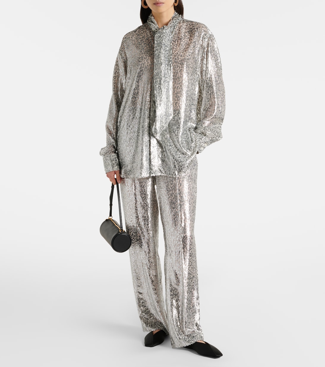 Pantalon ample en fil coupé lamé | Stella McCartney