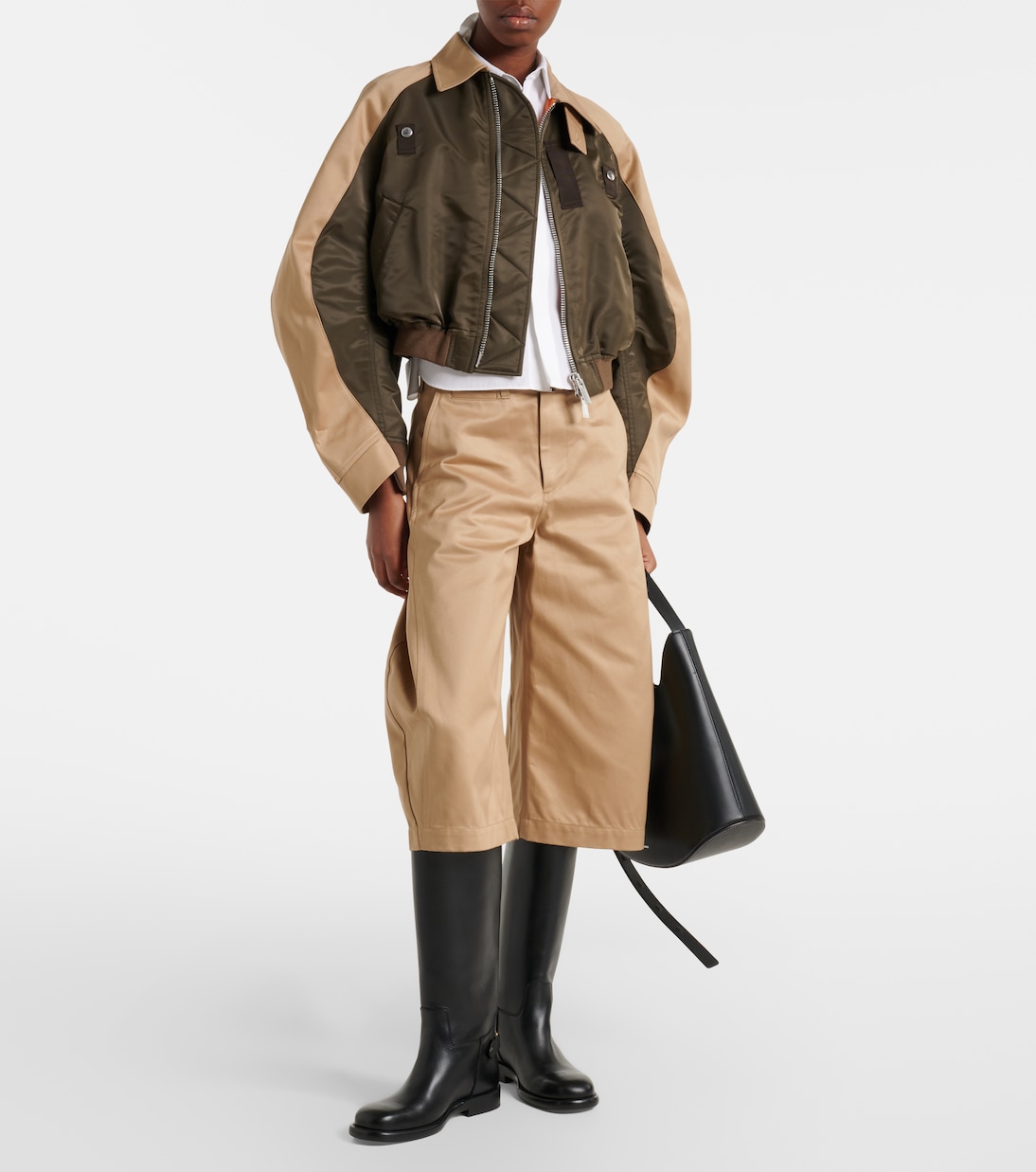 Cropped-Blouson aus Baumwolle und Twill | Sacai