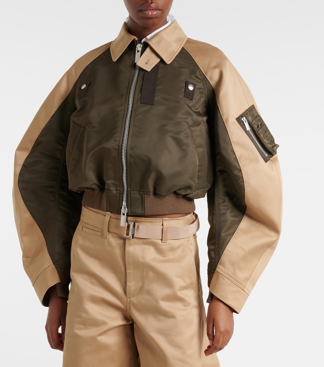 Cropped-Blouson aus Baumwolle und Twill | Sacai