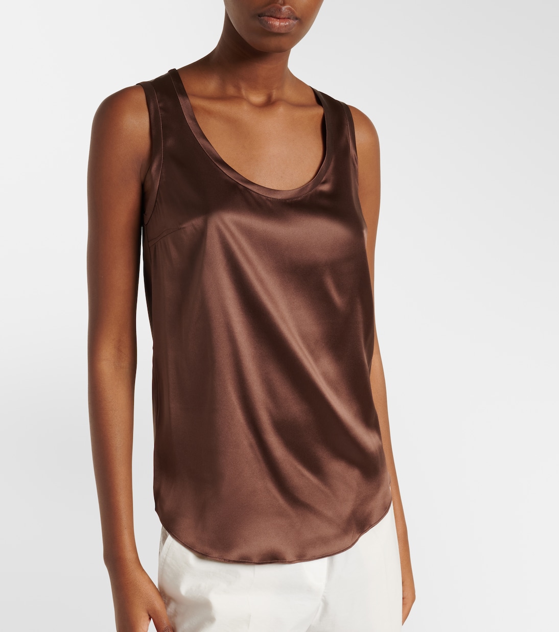 Silk-blend satin tank top | Brunello Cucinelli