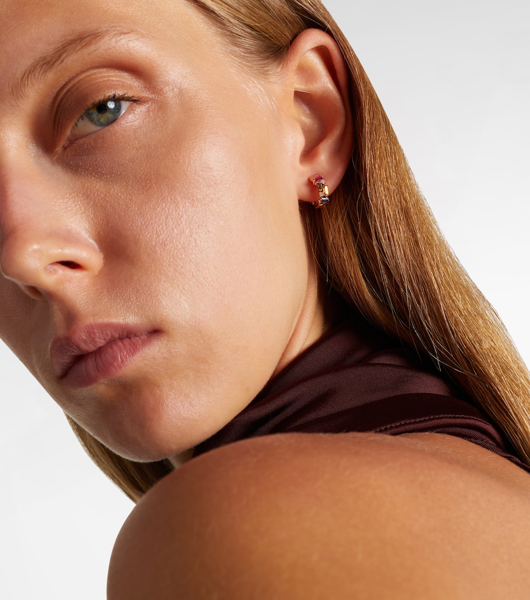 Boucles d'oreilles en or rose 18 ct, diamants et saphirs | Suzanne Kalan