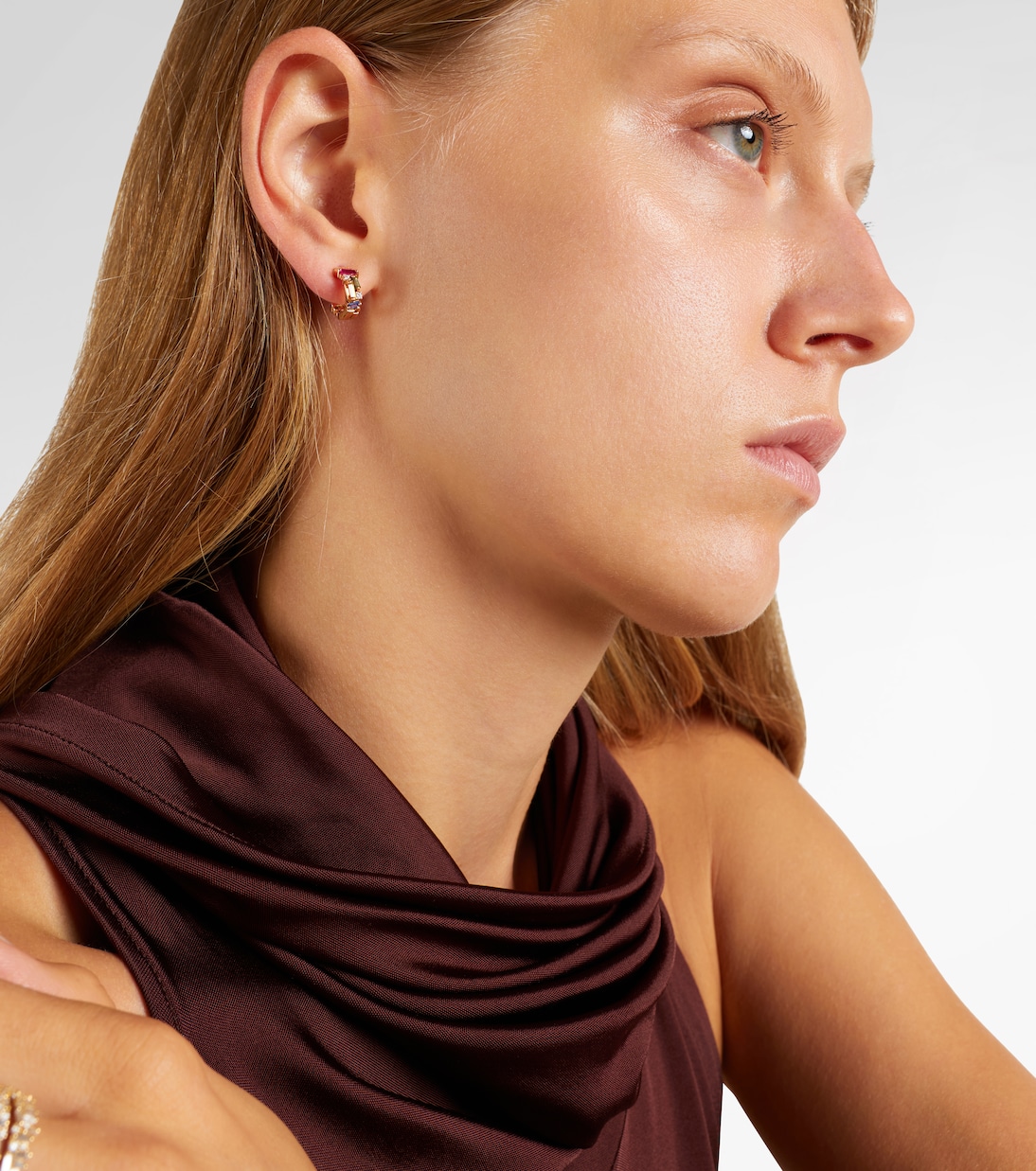 Boucles d'oreilles en or rose 18 ct, diamants et saphirs | Suzanne Kalan