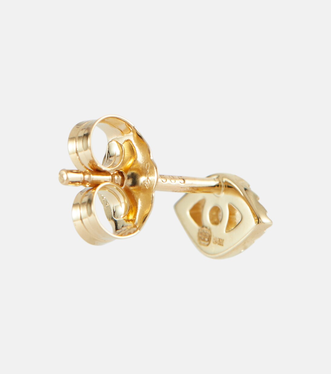 Orecchino in oro 14kt con diamanti e simbolo dell'occhio malvagio, design moderno per giovani