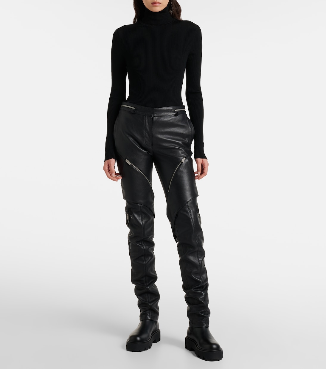 6 Moncler 1017 Alyx 9sm mid-rise straight leather pants | Moncler Genius