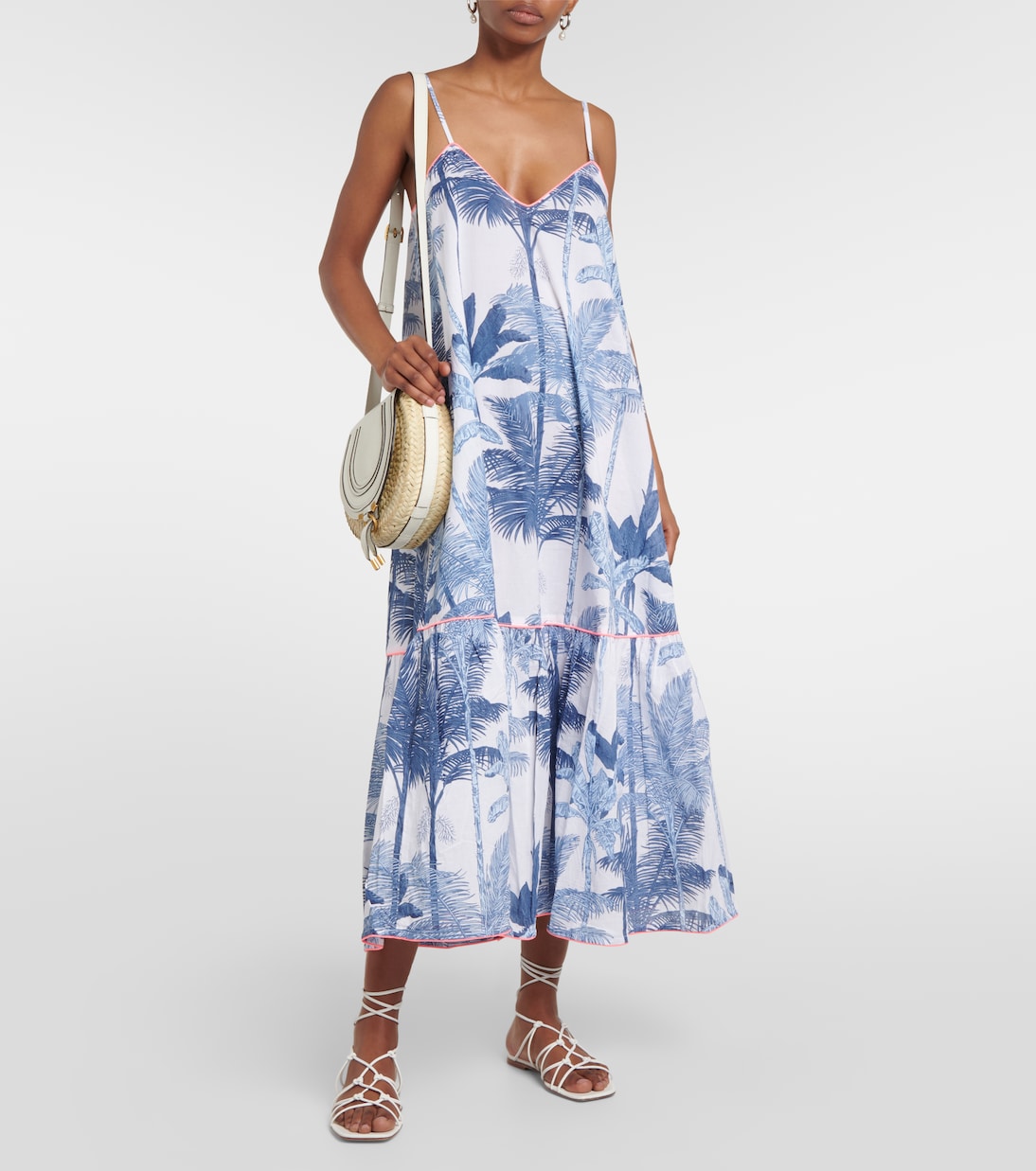 Printed cotton slip midi dress | Juliet Dunn